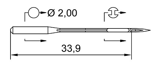 AIGUILLE MACHINE 558-SERV7-R-N° 100-CHROME